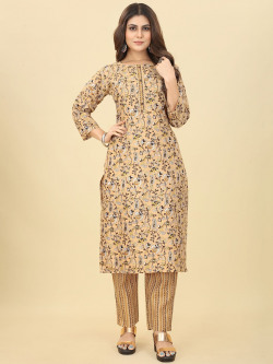 KALINI Ethnic Motifs Printed Thread Work Kurta with Trousers