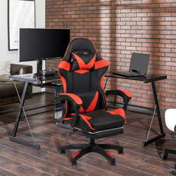 Homeland Design your Heritage Gaming Chair YG-730-5 Office Chair PC Chair with Ergonomics Lumbar Support, Racing Style PU Leather High Back Adjustable Swivel Task Chair (Black & Red)