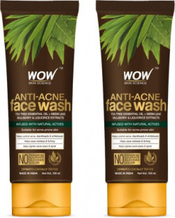 WOW SKIN SCIENCE Anti Acne  - Oil Free - No Parabens, Sulphate, Silicones & Color - Pack of 2 - Net Vol 200mL Face Wash(200 ml)