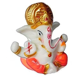 perpetual Ganesh Idol for Car Dashboard - Beautiful Ganapati Idol for Home Decor, Office Desk, Diwali Gifts Polyresin Figurine