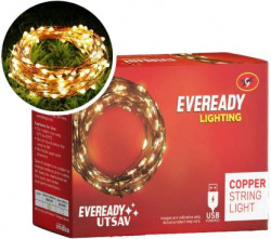 EVEREADY 100 LEDs 10 m Yellow Flickering String Rice Lights(Pack of 1)