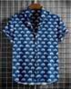 Men Printed Regular Fit Shirt with Short Sleeves