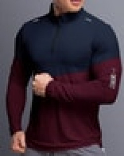Men Colourblock High-Neck T-Shirt