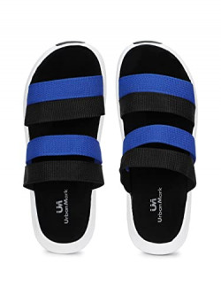 UrbanMark Men Comfortable Colorblocked Nivar Strap Anti-Skid Cushioned Slippers-Navy