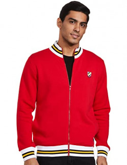 Amazon Brand - House & Shields Men's Cotton Blend Rib-Knit Neck Sweatshirt (HSS-09_Estate Red_S_Estate Red_S)