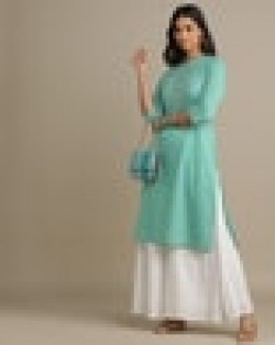 Embellished Straight Kurta with Insert Pocket