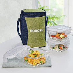 Borosil Ace Borosilicate Glass Lunch Boxes Set of 3 (32...
