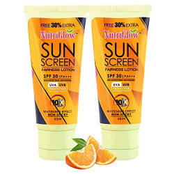 NutriGlow Sunscreen Fairness Lotion SPF 30 & PA+++, Non Greasy & Water Resistant , Broad Spectrum, UV A & UV B Blue Light Protection For Unisex, Body & Face, Suitable for Oily, Dry, Sensitive & Combination Skin (65 ml)