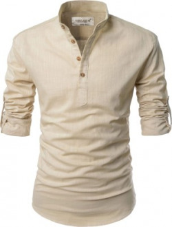 Vida Loca Men Solid Casual Cream Shirt