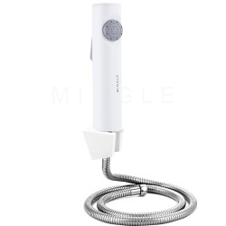 Mingle ABS Health Faucet with Grade 1.5 Meter Flexible Hose Pipe and Wall Hook, White Jet Spray for Toilet. (TON White ABS)