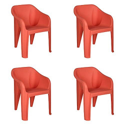 Nilkamal EEEZYCHR Plastic Mid Back with Arm Chair | Chairs for Home| Dining Room| Bedroom| Kitchen| Living Room| Office - Outdoor - Garden | Dust Free |100% Polypropylene Stackable Chairs | Set of 4