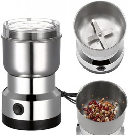 larrito Stainless Steel Nima Multifunctional Grinder Smash Machine Coffee Beans Electric Grinder and Coffee Maker Household Electric Mixer Grinder (Steel)