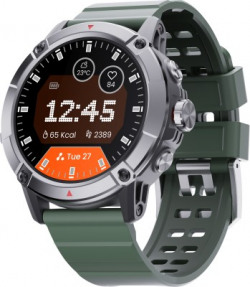 Ambrane Crest Pro 1.52'' display 360*360 High Resolution, 600 Nits Bright and BT Calling Smartwatch(Green Strap, Regular)