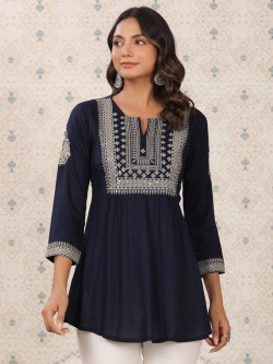 Ode by House of Pataudi Sequinned A-Line Kurtis
