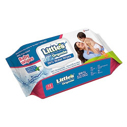 Little's Organix 99% Pure Water (Unscented) Baby Wipes, Natural Plant Fabric  Extra Thick Wipes, 100% Biodegradable, and Enriched with the goodness of Aloe Vera, Jojoba Oil and Vitamin E, 72 Wipes X Pack of 1
