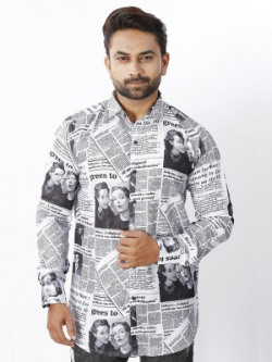 CHEAPSHIRTS Men Printed Casual Black, White Shirt