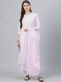 Libas Women Pink Printed Kurta with Palazzos 