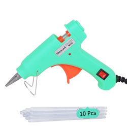 THEMISTO 20 Watt Mini Hot Melt Glue Gun with 10 Glue Sticks for DIY Ar
