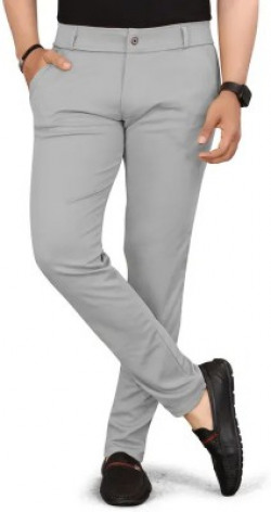 COMBRAIDED Slim Fit Men Grey Trousers