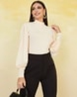 Women Knitted Jersey High-Neck Fitted Bodysuit
