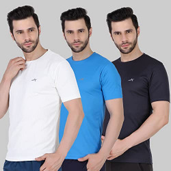 Vector X OMT-168 Men's Polyester Half Sleeve Round Neck T-Shirt (Pack of 3)