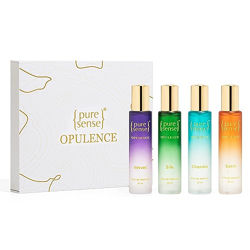 PureSense Opulence Perfume Gift Set (Silk x Velvet x Satin x Chenille) | Birthday Gifts | Long Lasting Luxury Perfume Travel Combo Pack 25x4ml | for Men & Women
