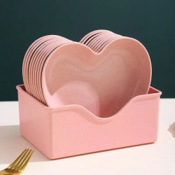 Lellow Heart Shape Snack Plastic Plates 