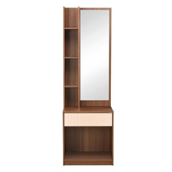 Nilkamal Rova Dresser Table with Miror and Drawer |Open Shelf |Knock Down |Walnut
