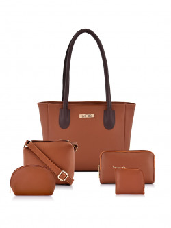 LaFille Set of 5 Tan Brown Solid Bags