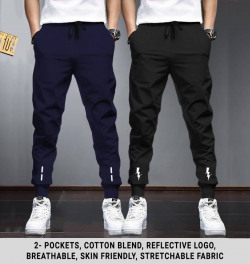 Pack of 2 Men Black Track Pants