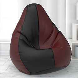 ComfyBean Bag with Beans Filled XXXL- Official: Lazy Sacks Bean Bags - for Young Adults - Max User Height : 5-5.8 Ft.-Weight : 60-70 Kgs(Model: Black Maroon)