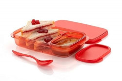 SR Unbreakable Divine Lunch Box Set Food Grade Plastic BPA-Free Storage Tiffin Dip Container & Spoon for Kids School and Adults Office Travel Use Reusable