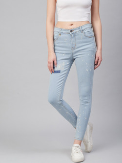 Hubberholme Women Blue Slim Fit Mid-Rise Clean Look Stretchable Jeans