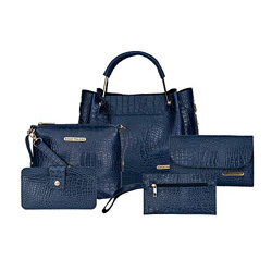 Bagsy Malone Women's Handbag (Set of 5, Croco Blue)
