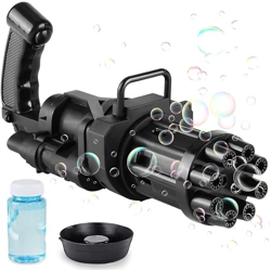 GRAPHENE 8 Hole Electric Gatling Bubble Gun for Kids with Soap Solution Indoor and Outdoor Toys for Toddlers Bubble Launcher Machine for Girls and Boys (Color as per Stock)