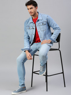 Hubberholme Men Blue Cotton Washed Lightweight Outdoor Denim Jacket