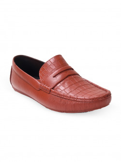 Ajanta Men Copper-Toned Textured Driving Shoes