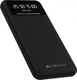 ZEBRONICS 10000 mAh 20 W Power Bank(Black, Lithium Polymer, Fast Charging for Mobile)