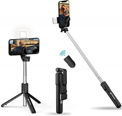 theKiteco. Bluetooth Selfie Stick with LED Light 3-in-1 Multi-Functional Extendable Bluetooth Selfie Stick Tripod (Bluetooth Remote Included)
