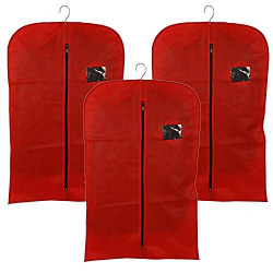 Kuber Industries Non Woven 3 Pieces Mens Coat Blazer Cover (Red),CTKTLUG377