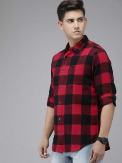 THE BEAR HOUSE Men Checkered Casual Red Shirt