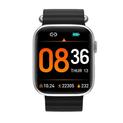 Nu Republic Impulse Smartwatch with 1.9" HD IPS Display, BT Calling, HRM, SPO2 & AI Voice Assistant (Silver/Black, Free Size) (Silver)