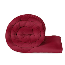 BSB HOME Microfibre All Season/AC/Summer Solid Striped Double Bed Comforter Blanket | Dohar | Duvets |Ultra Soft & Light Weight - (220 GSM, Maroon)