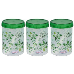 ASIAN Plastowares Turn & Lock Storage Containers 850 Ml,Set of 3 With Spoon, Assorted Color