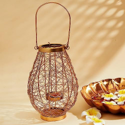 Amazon Brand - Solimo Bird Nest Lantern Tealight Candle Holder for Home dcor - Hanging Metal Candle Holder