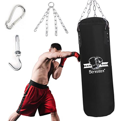 Senston Heavy Unbreakable Punching Bag for Man Women Kids Unfilled Boxing, MMA, Muay Thai Kickboxing Home Gym Training Bag with Hanger Hook Chain
