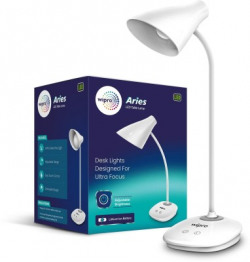 Wipro Aries 6W Rechargeable LED with 3 grade dimming|Touch control|Upto 5 Hrs backup Table Lamp(36.3 cm, White)