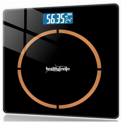 Healthgenie Weight Machine For Body Weight With 3 Yrs Warranty & Thick Tempered Glass Lcd Display Digital Weighing Machine (Copper Ring) Hd-22