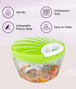 HOMETALES Compact Manual Handy Chopper - 450 ml, Green Color