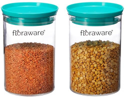 Floraware Plastic Storage Jar and Container Set I Air Tight & BPA Free Containers For Kitchen Storage Set I Grocery Kitchen Container Set I Multipurpose Jar, 900 Ml Each (Set 2, Sea Green)